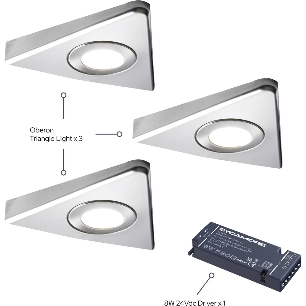 Oberon Tri Light Cool White 3 Underside Cabinet Light Kit - Silver