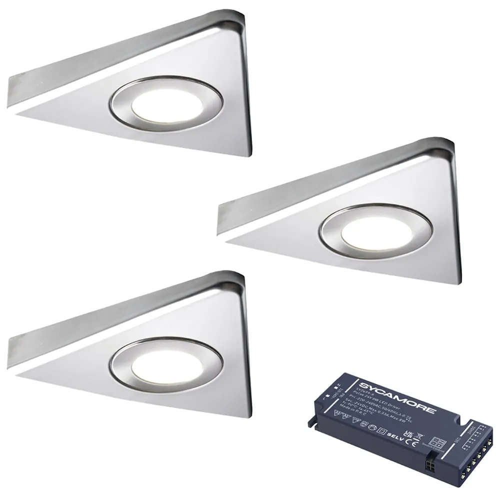 Oberon Tri Light Warm White 3 Underside Cabinet Light Kit - Silver