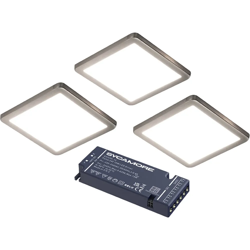 Theron TriGlow Square Cabinet Light Kit - Silver, Aluminium image