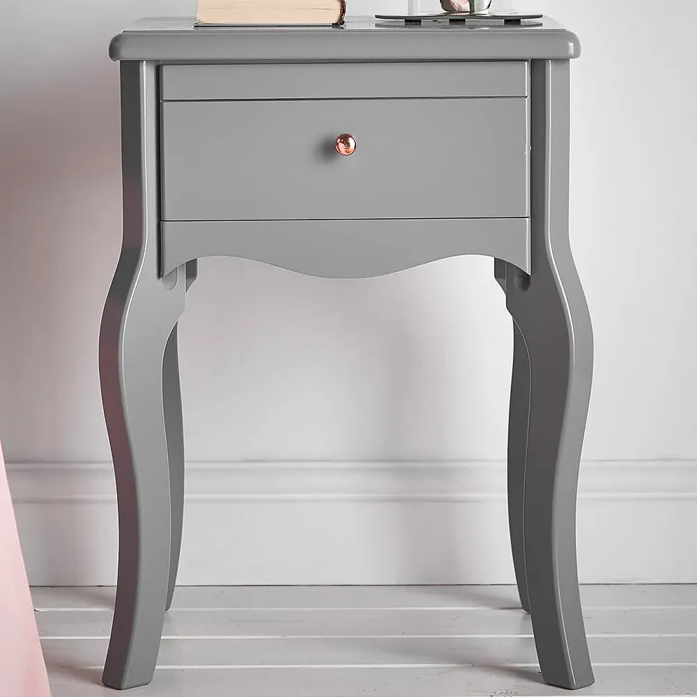 CARME Home Side Table with Drawer - Grey image