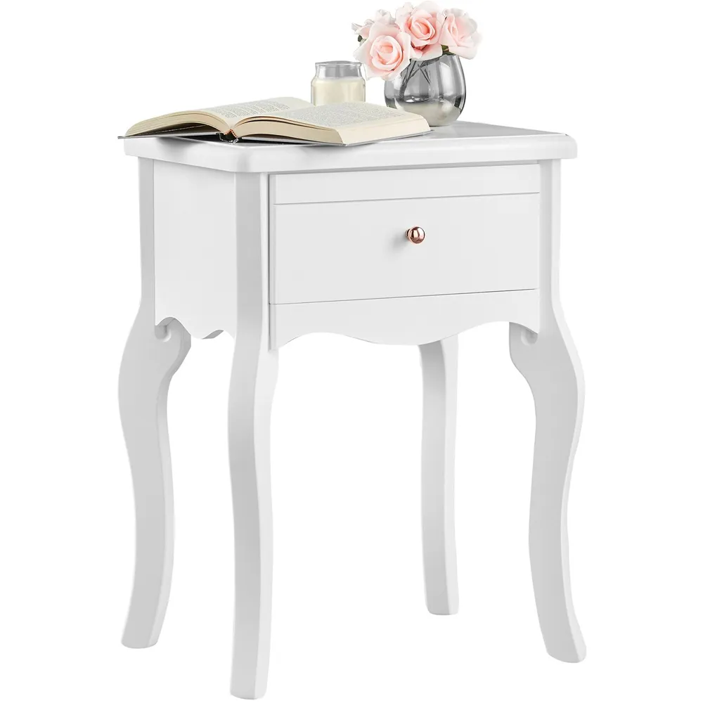CARME Home Side Table with Drawer - White