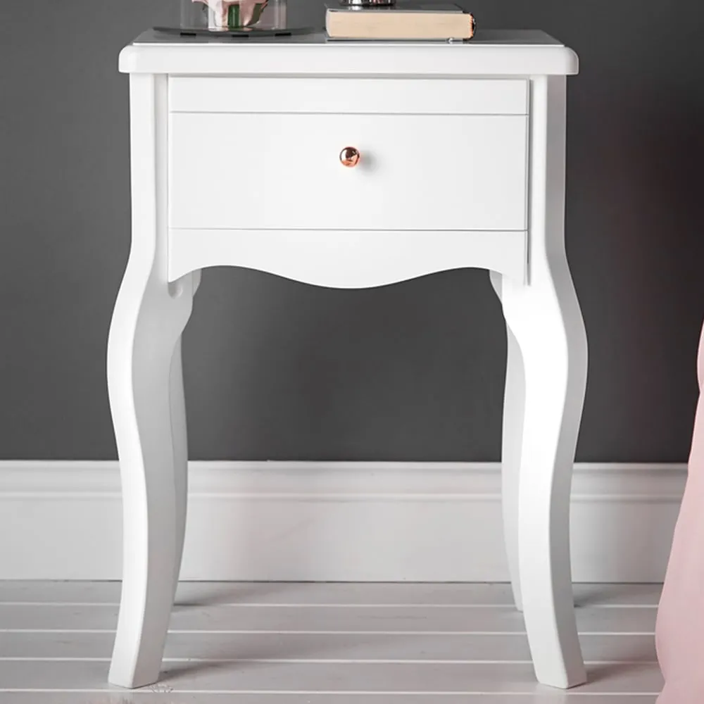 CARME Home Side Table with Drawer - White