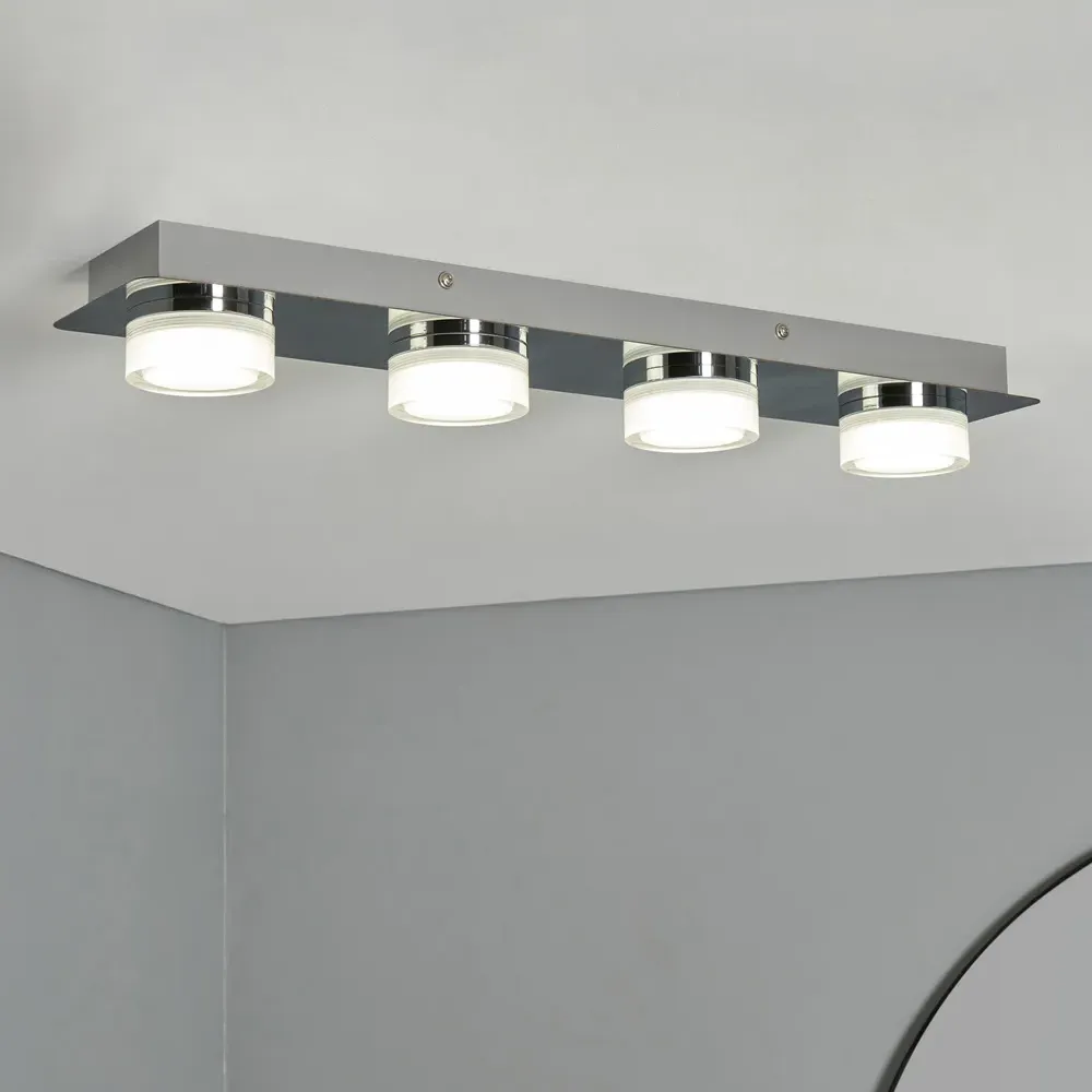 Aylla Round 4 LED IP44 Flush Ceiling Light - Chrome