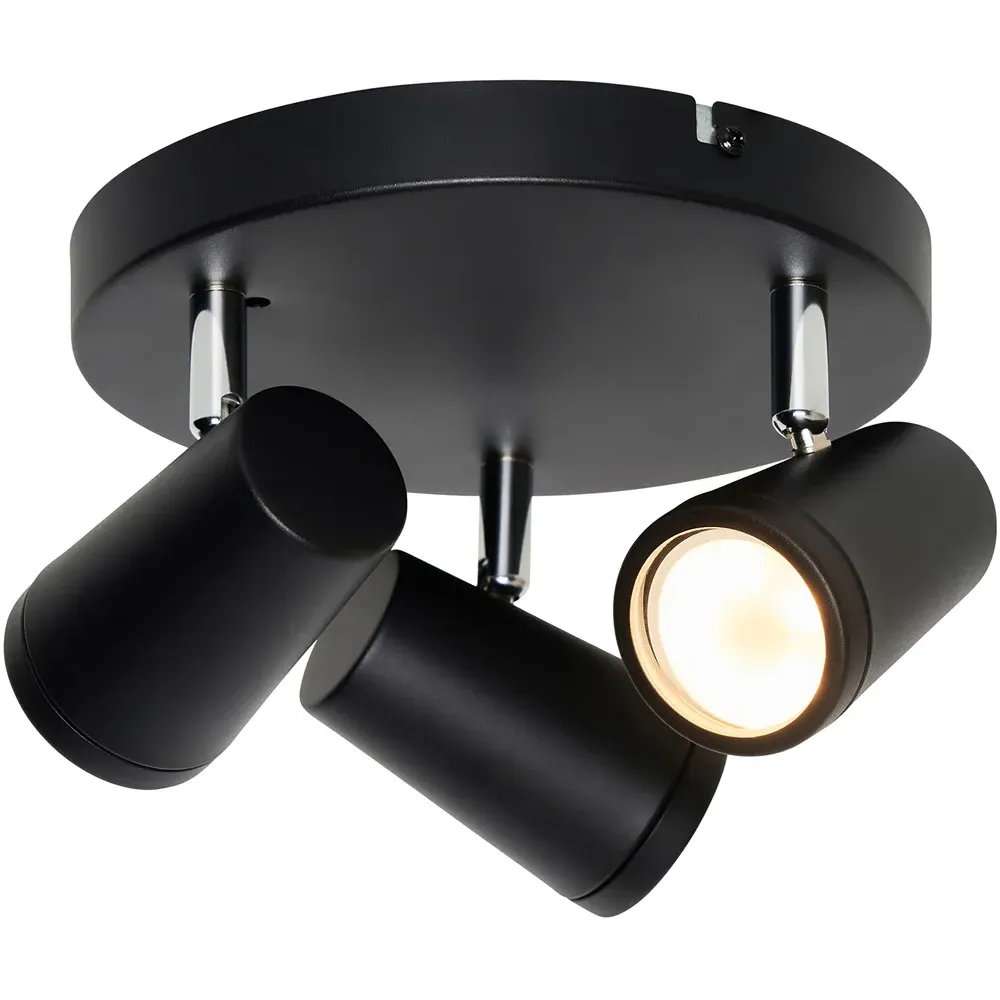 Flora 3 Light Flush Ceiling Plate IP44 - Black
