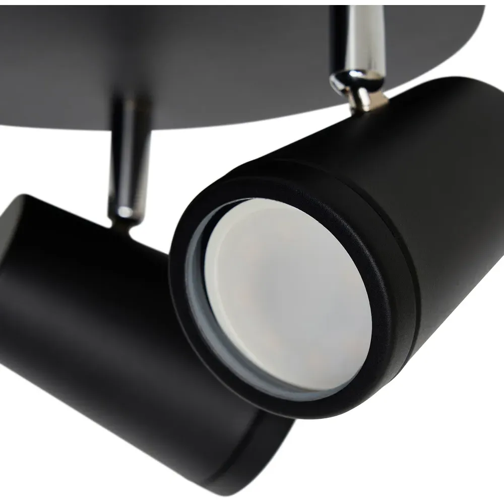 Flora 3 Light Flush Ceiling Plate IP44 - Black