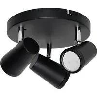 Flora 3 Light Flush Ceiling Plate IP44 - Black