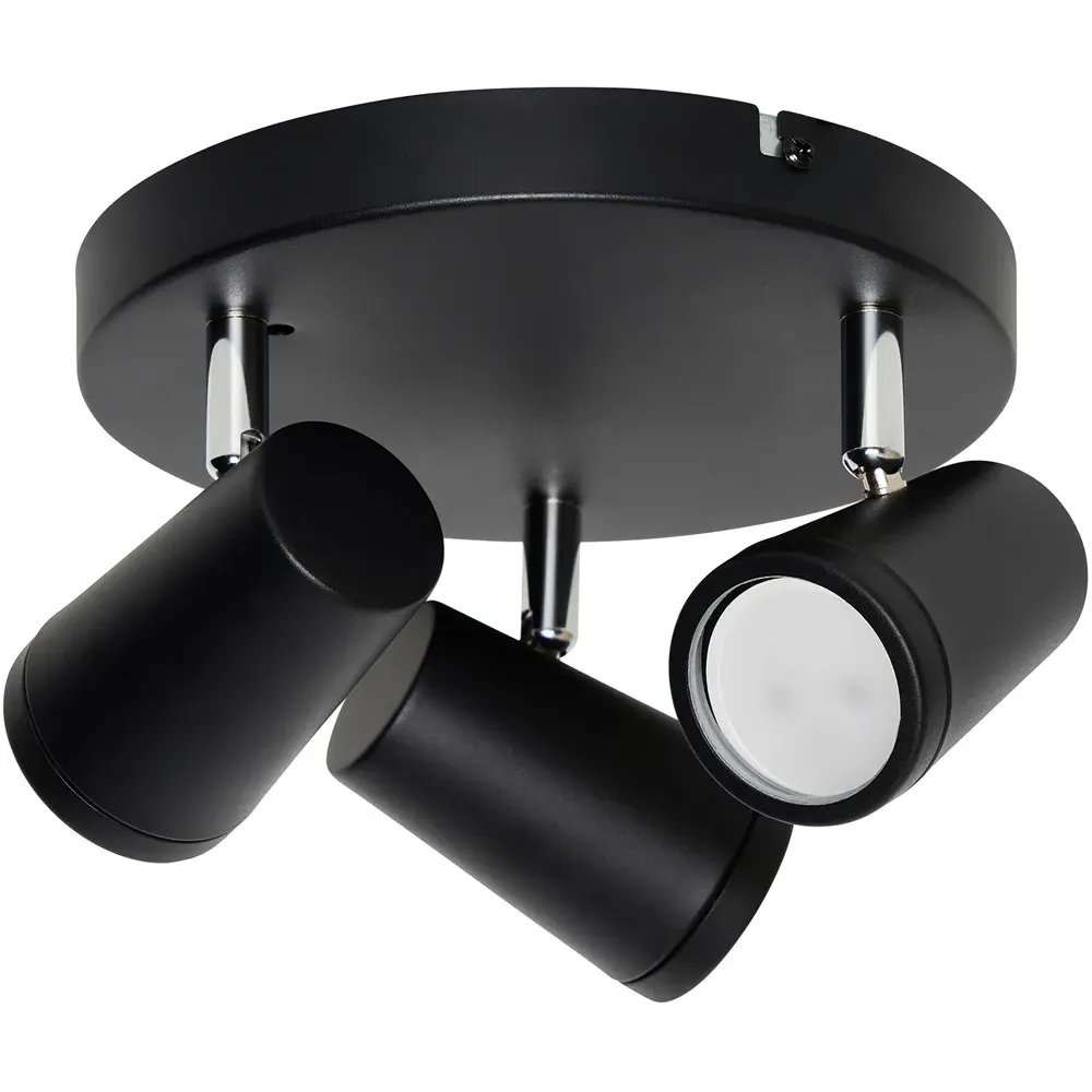 Flora 3 Light Flush Ceiling Plate IP44 - Black image
