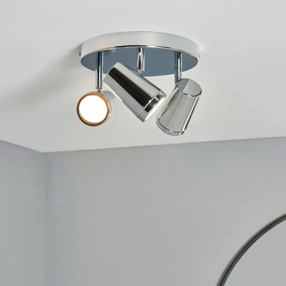 Flora 3 Light Flush Ceiling Plate IP44 - Chrome