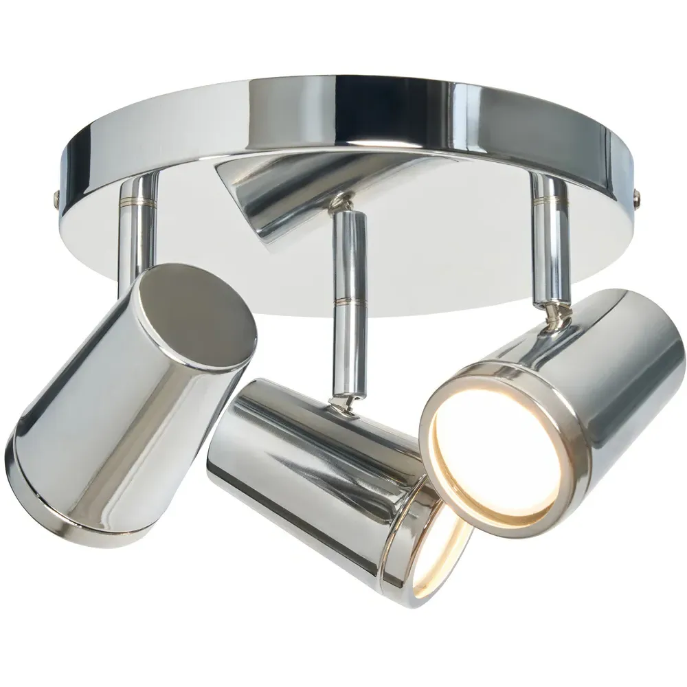 Flora 3 Light Flush Ceiling Plate IP44 - Chrome