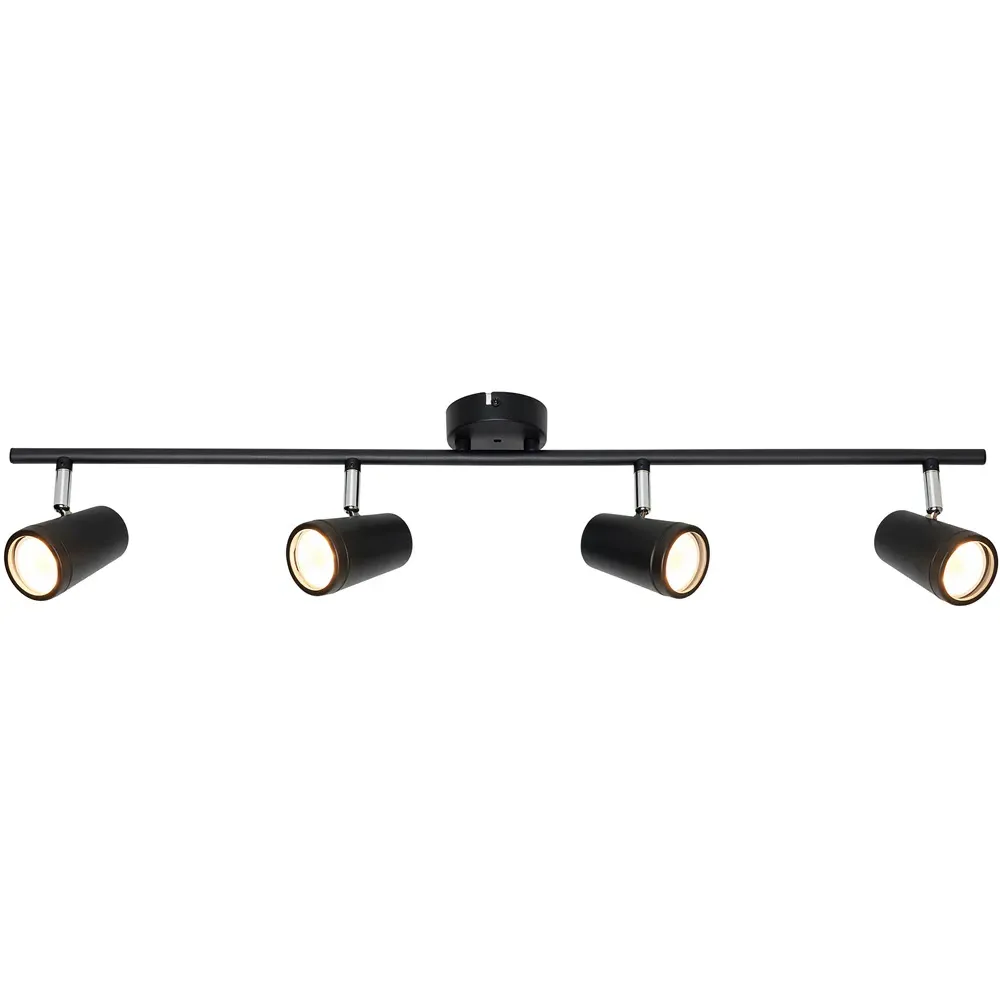 Flora 4 Light IP44 Flush Ceiling Bar - Black