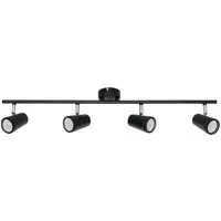 Flora 4 Light IP44 Flush Ceiling Bar - Black