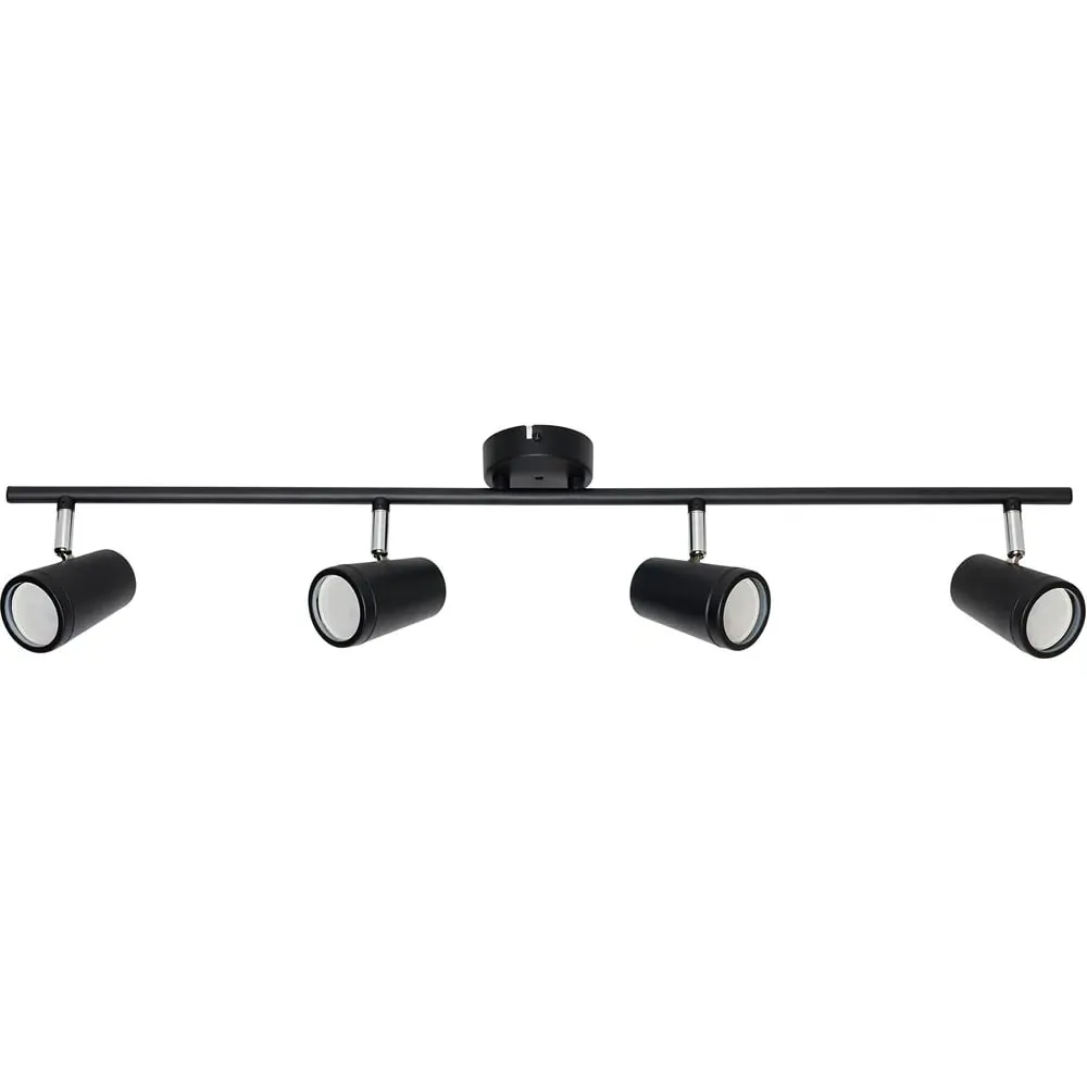 Flora 4 Light IP44 Flush Ceiling Bar - Black