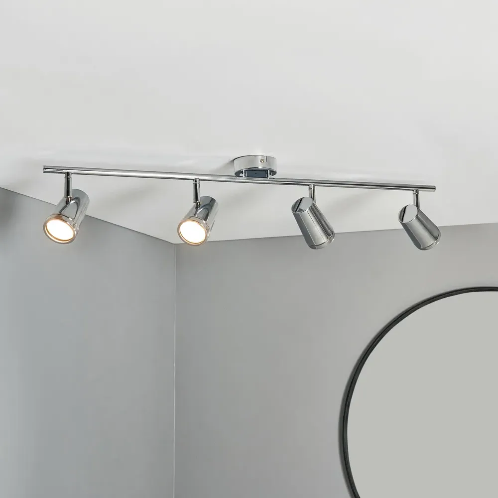 Flora 4 Light IP44 Flush Ceiling Bar - Chrome
