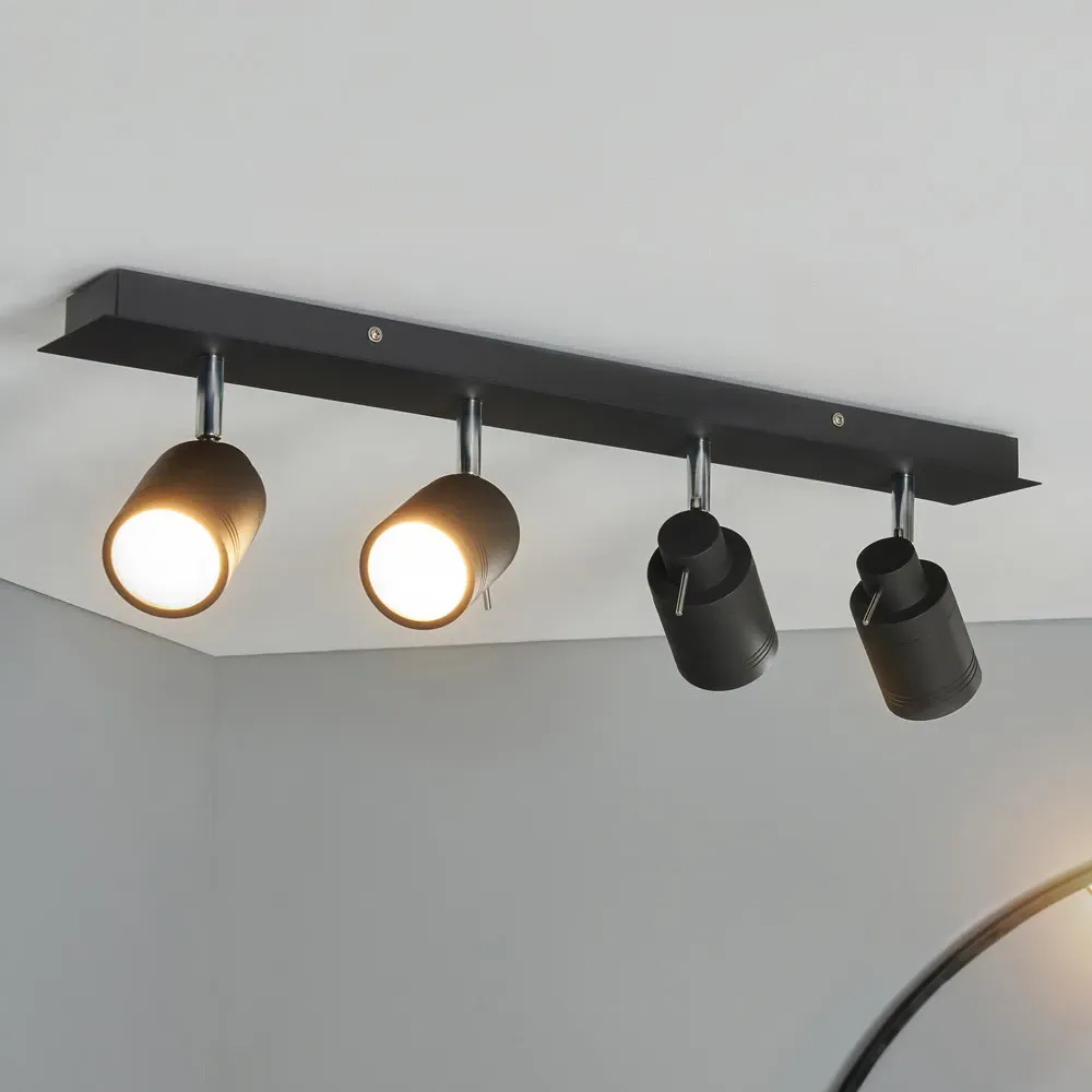 Ramona 4 Spot IP44 Light Bar - Black