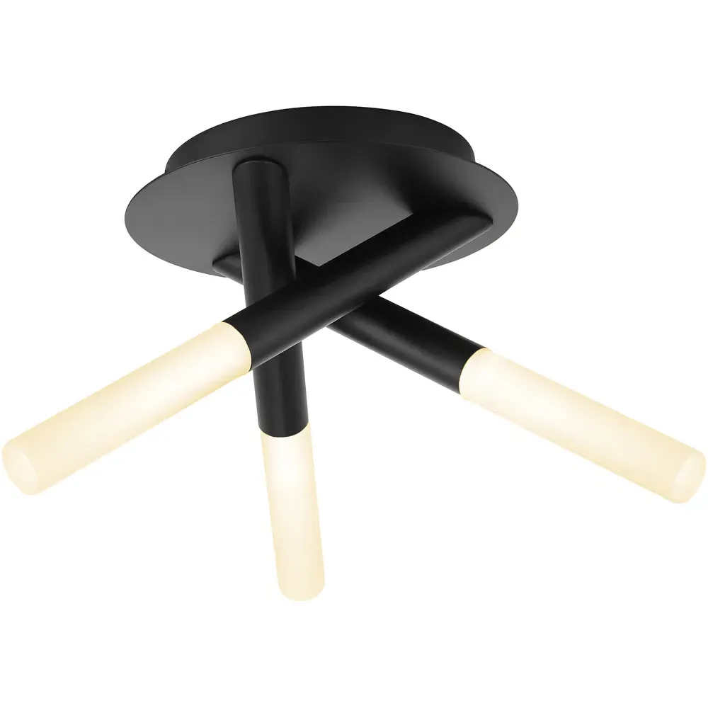 Triune 3 Light Flush Ceiling Light - Black, Matt