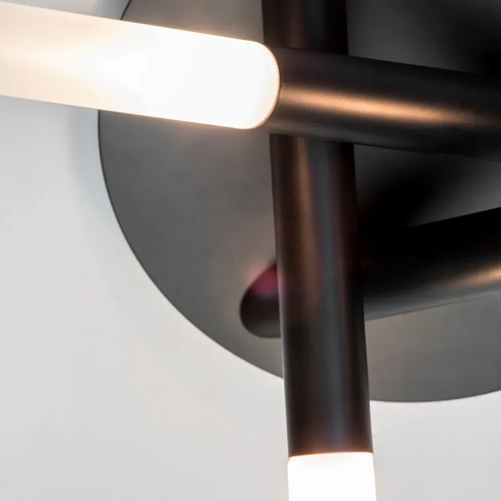 Triune 3 Light Flush Ceiling Light - Black, Matt