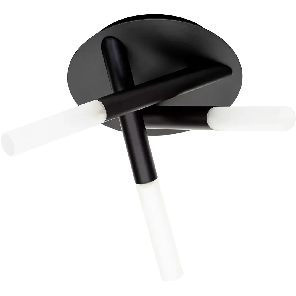 Triune 3 Light Flush Ceiling Light - Black, Matt image
