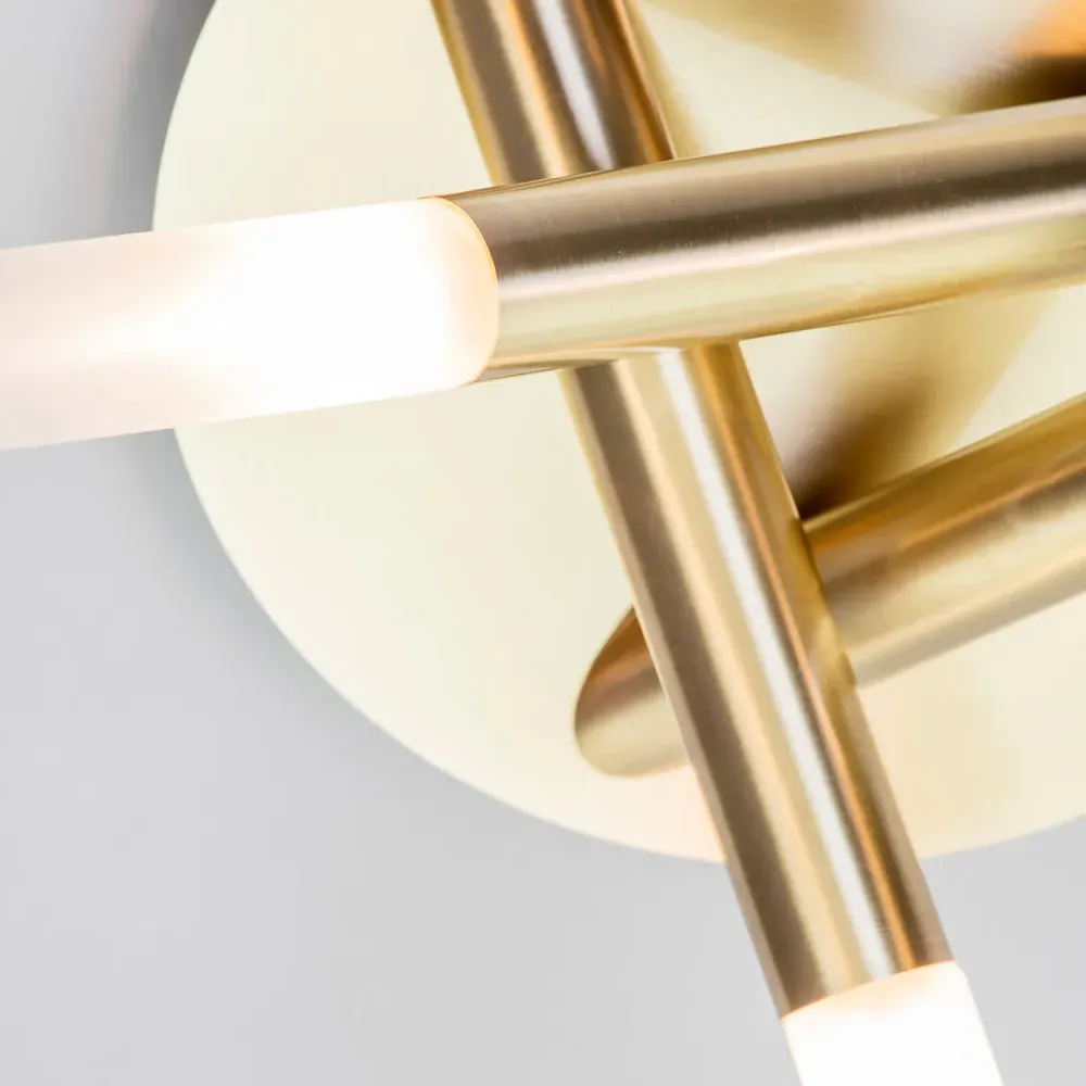 Triune 3 Light Flush Ceiling Light - Gold, Satin Brass