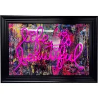 Life Is Beautiful LED Neon Wall Art - Black Frame
