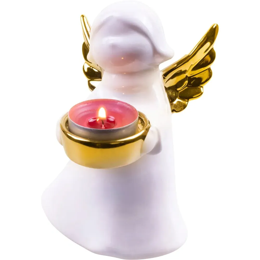 Ceramic Angel Tealight Holder - Gold