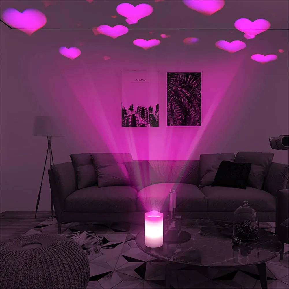 St Helens Pink Hearts LED Candle Projector - Pink image