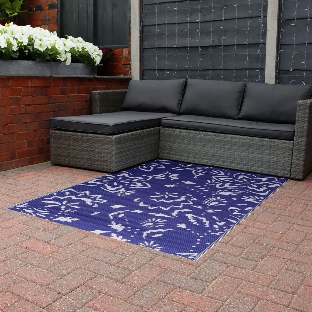 Hampton Floral Reversible Outdoor Rug - Purple