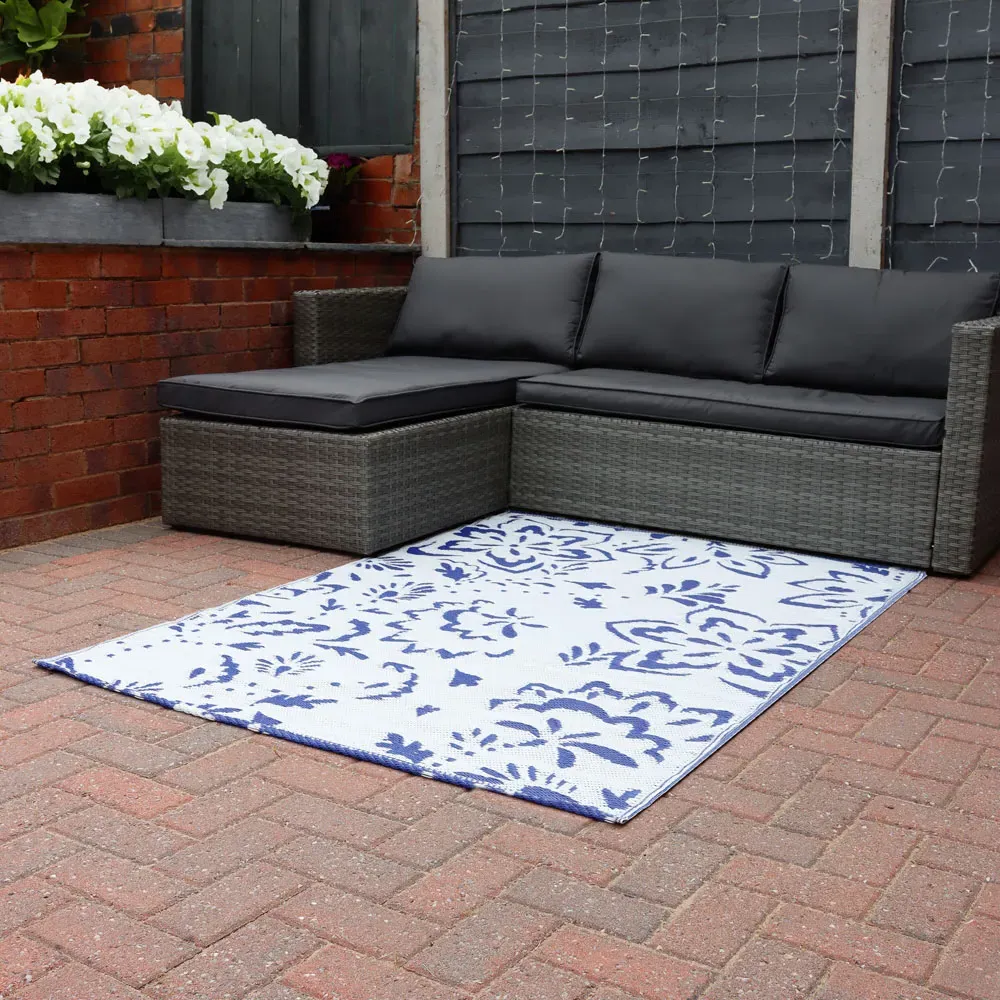 Hampton Floral Reversible Outdoor Rug - Purple