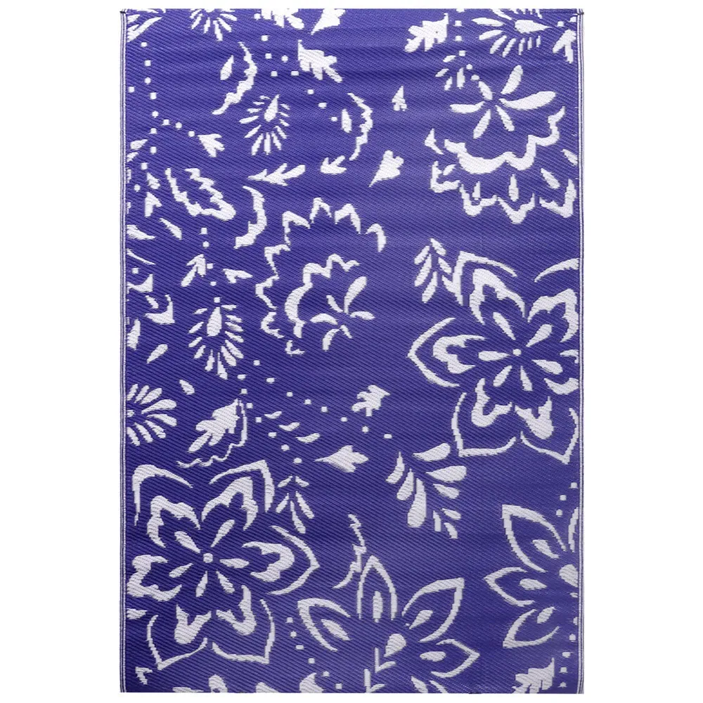Hampton Floral Reversible Outdoor Rug - Purple image