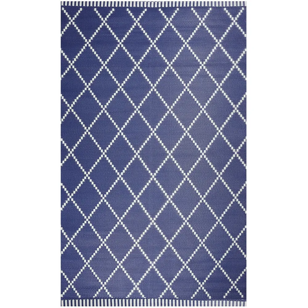 Piazza Reversible Outdoor Rug - Navy and Cream