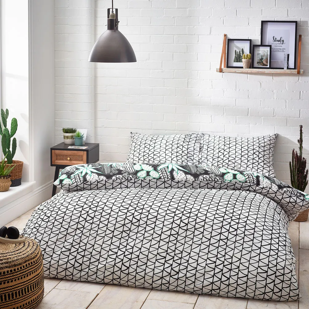 Arizona Double Duvet Cover Set - Green, Polycotton