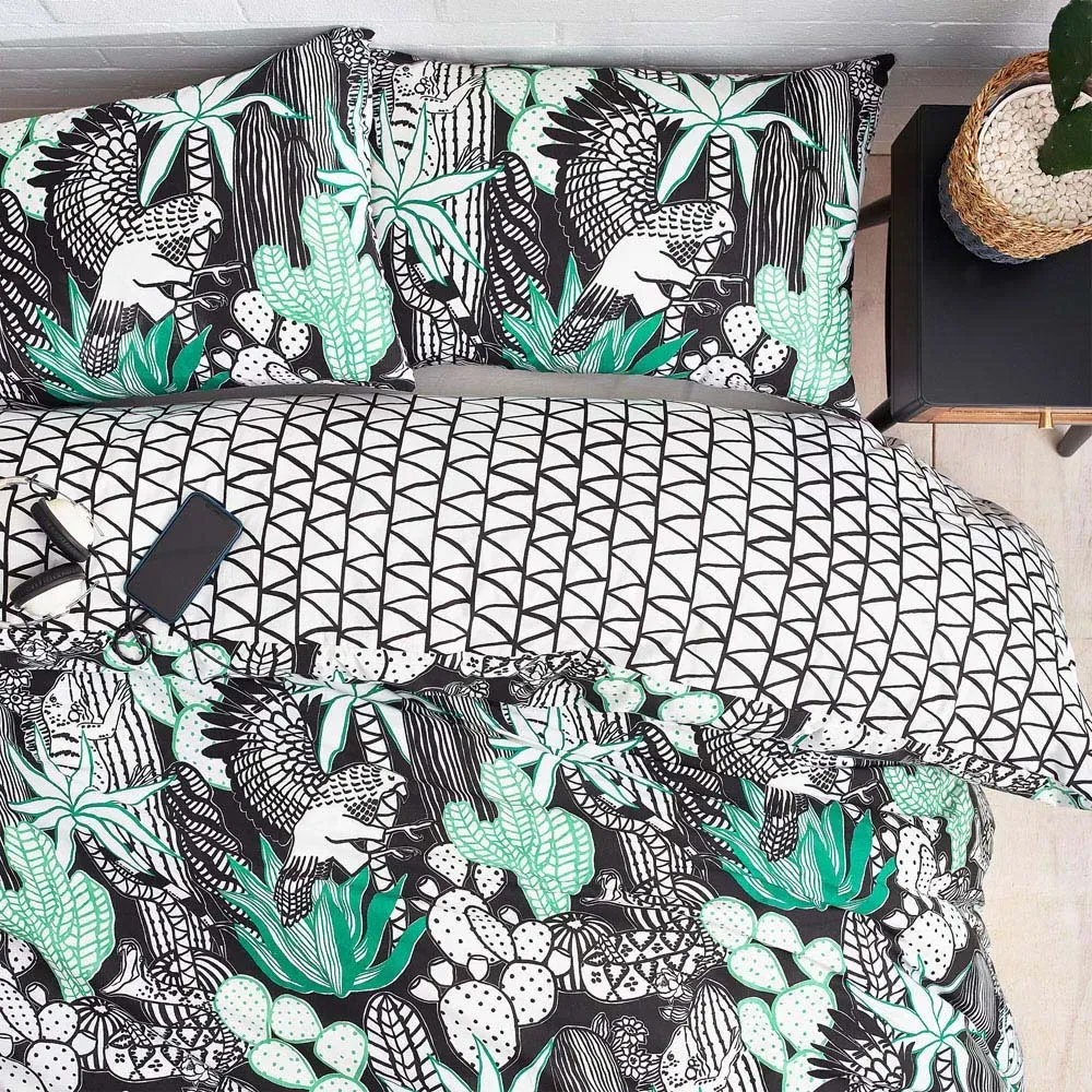 Arizona Double Duvet Cover Set - Green, Polycotton