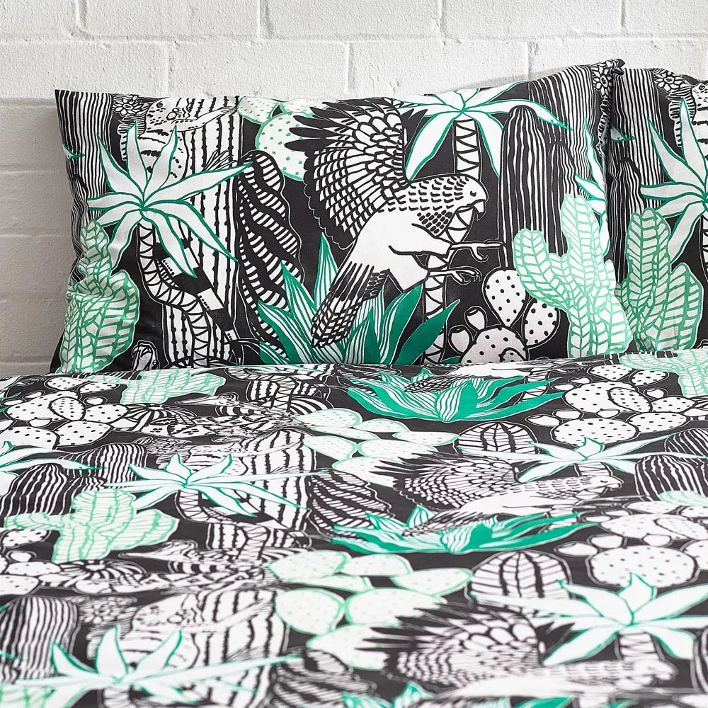 Arizona Double Duvet Cover Set - Green, Polycotton