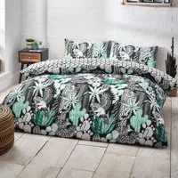 Arizona Double Duvet Cover Set - Green, Polycotton