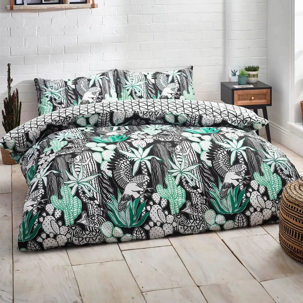 Arizona Double Duvet Cover Set - Green, Polycotton image