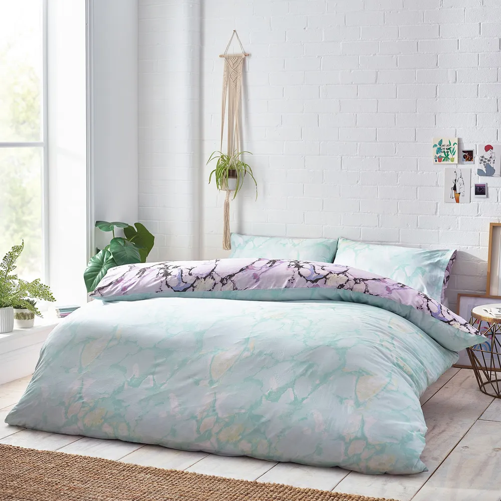 Marble Single Abstract Duvet Cover Set - Multi, Polycotton