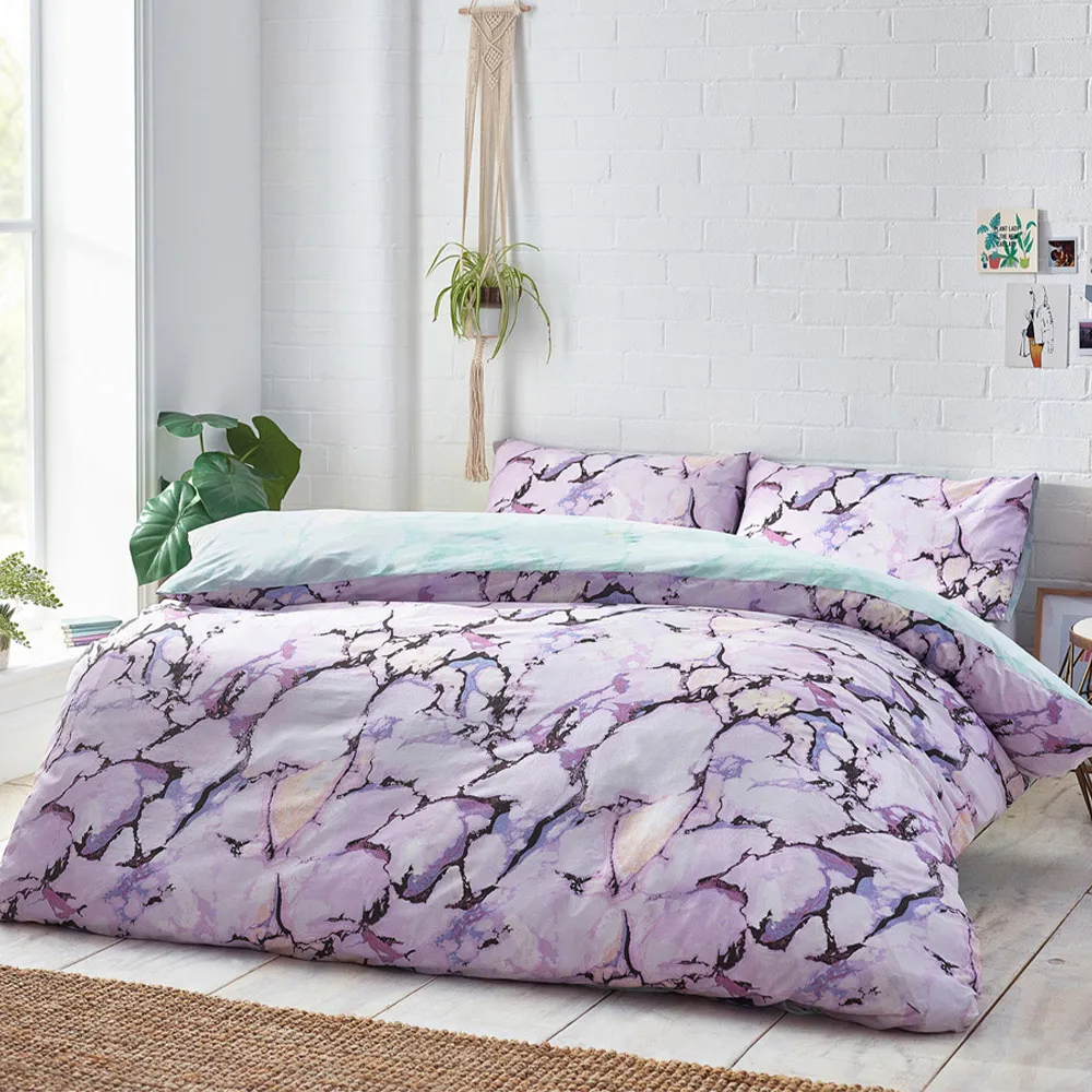 Marble Single Abstract Duvet Cover Set - Multi, Polycotton