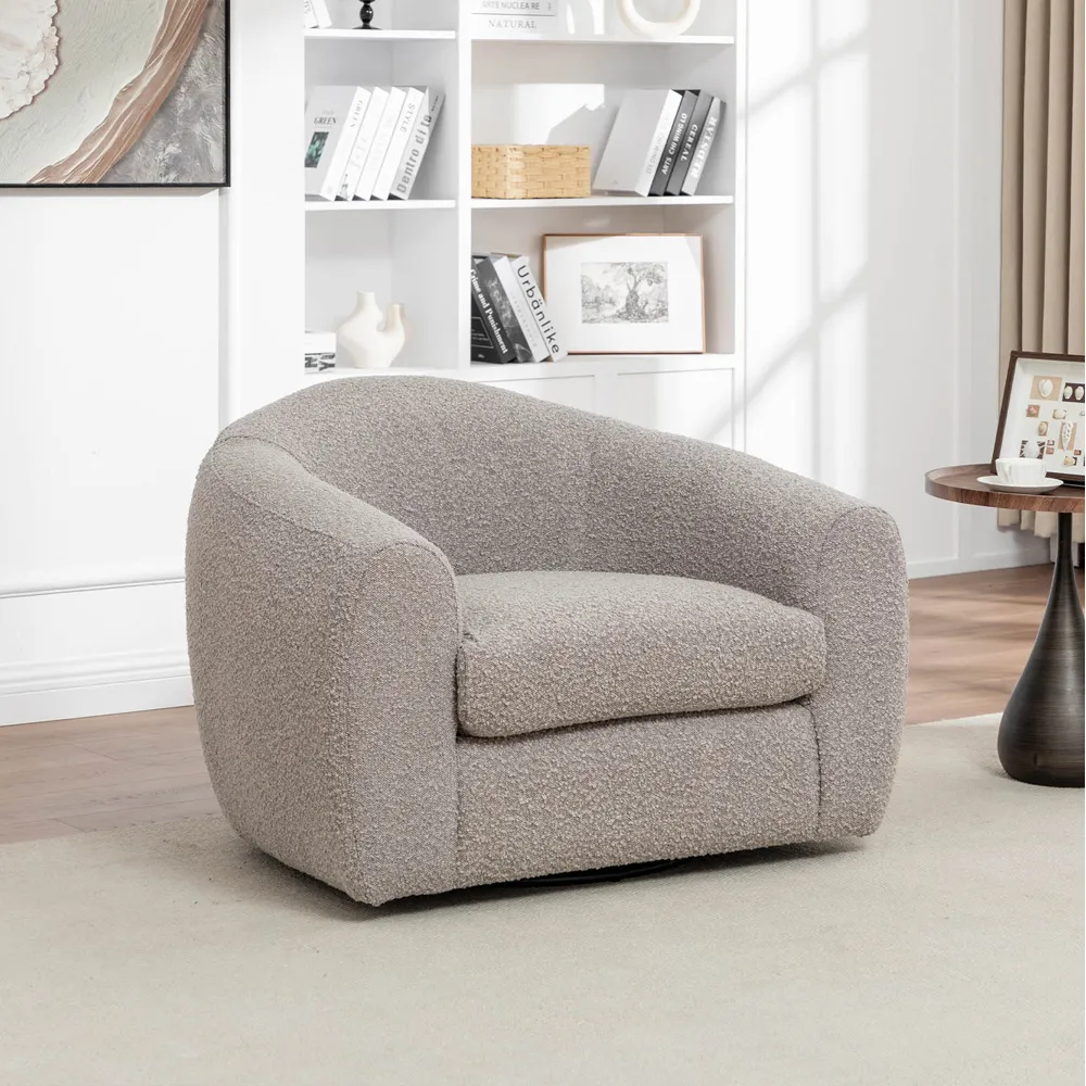 Sutton Swivel Accent Chair - Taupe, Boucle