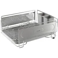 Swan Chrome Dish Rack with Utensil Holders - Silver