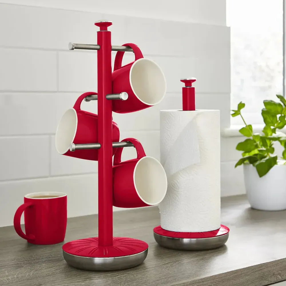 Swan Towel Pole and Mug Set - Red