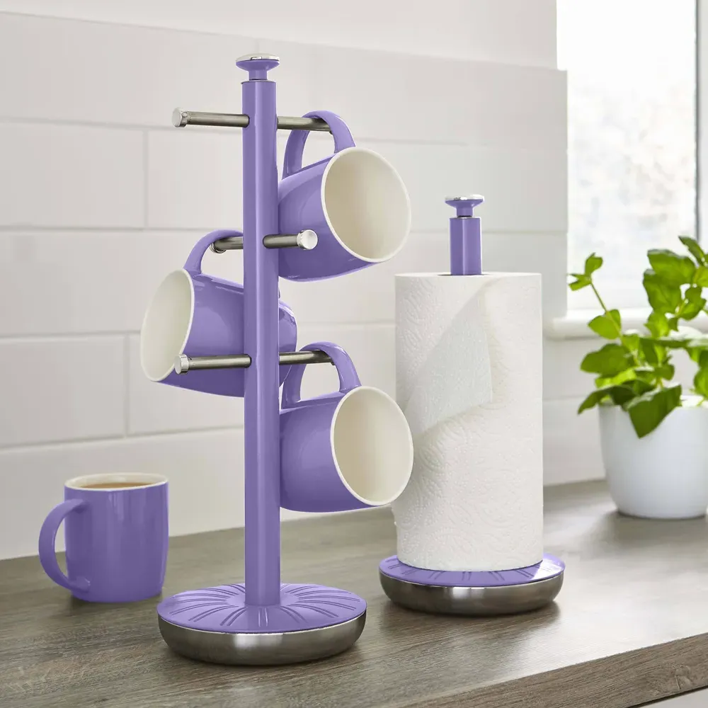 Swan Towel Pole and Mug Tree Set - Purple