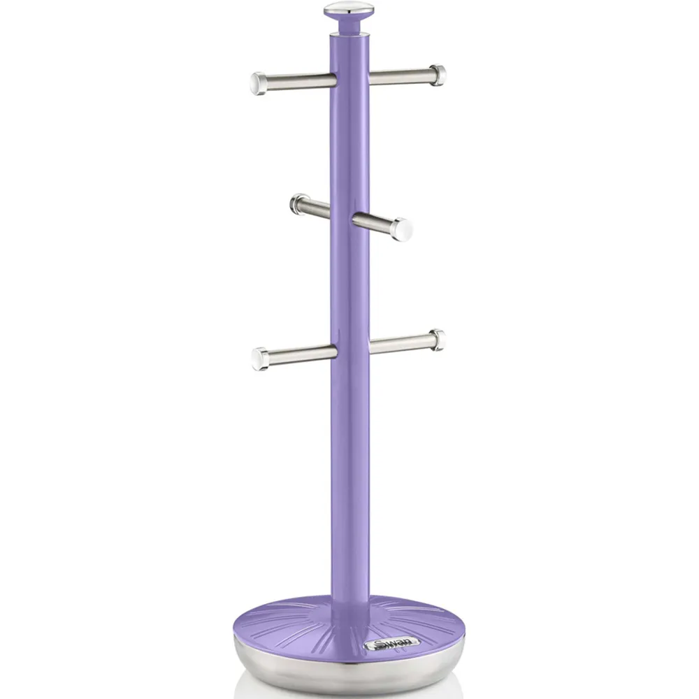 Swan Towel Pole and Mug Tree Set - Purple