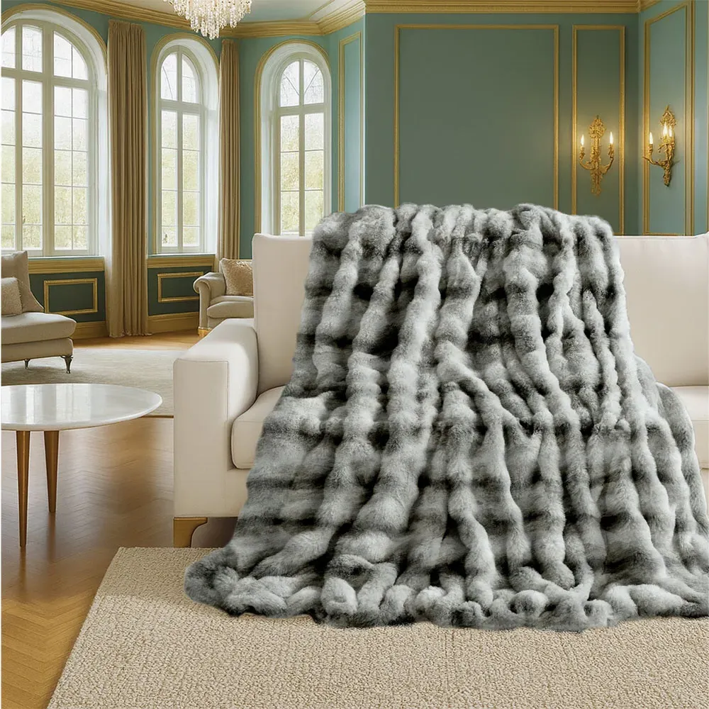 Alpine Husky Throw 200x240cm - Grey, Faux Fur