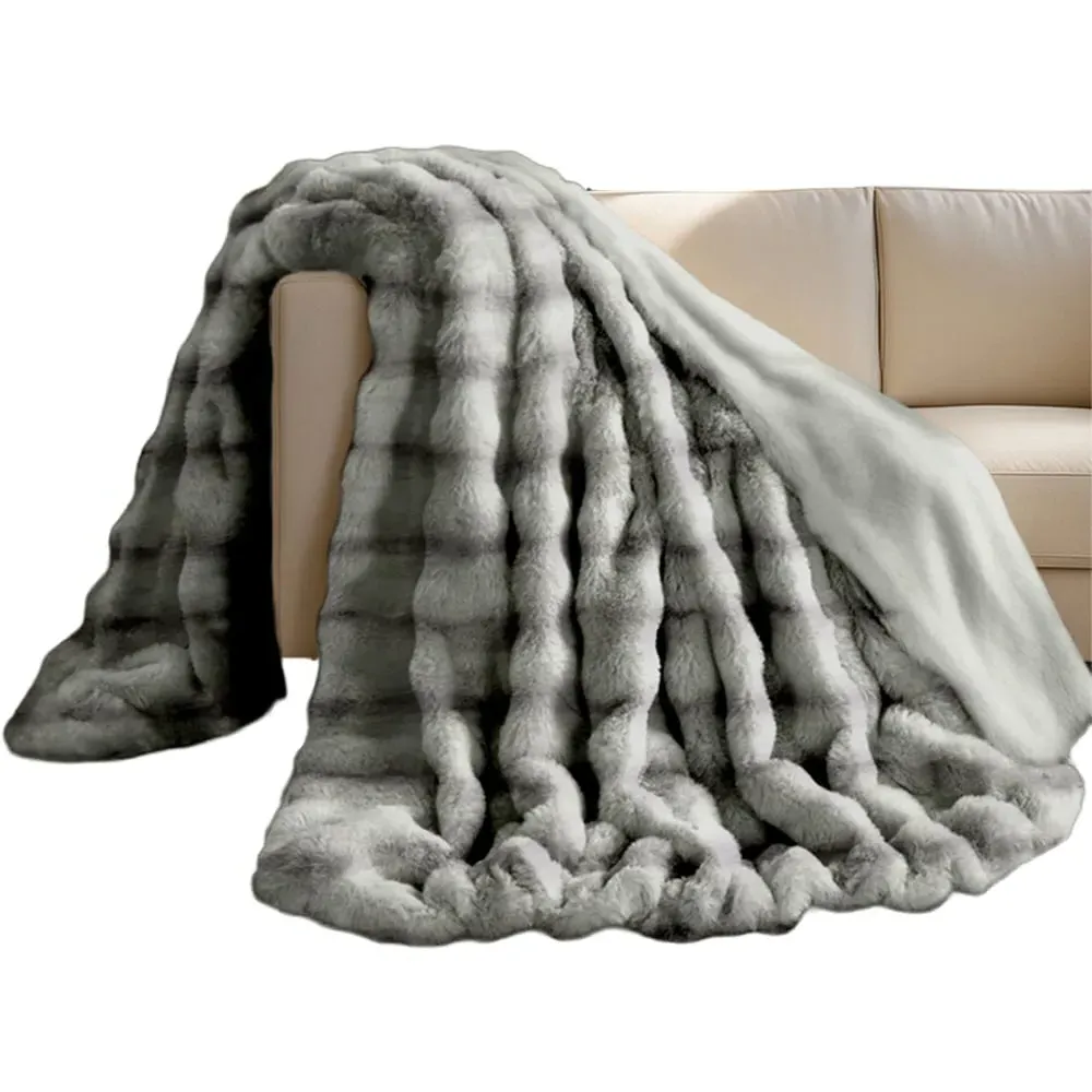 Alpine Husky Throw 200x240cm - Grey, Faux Fur