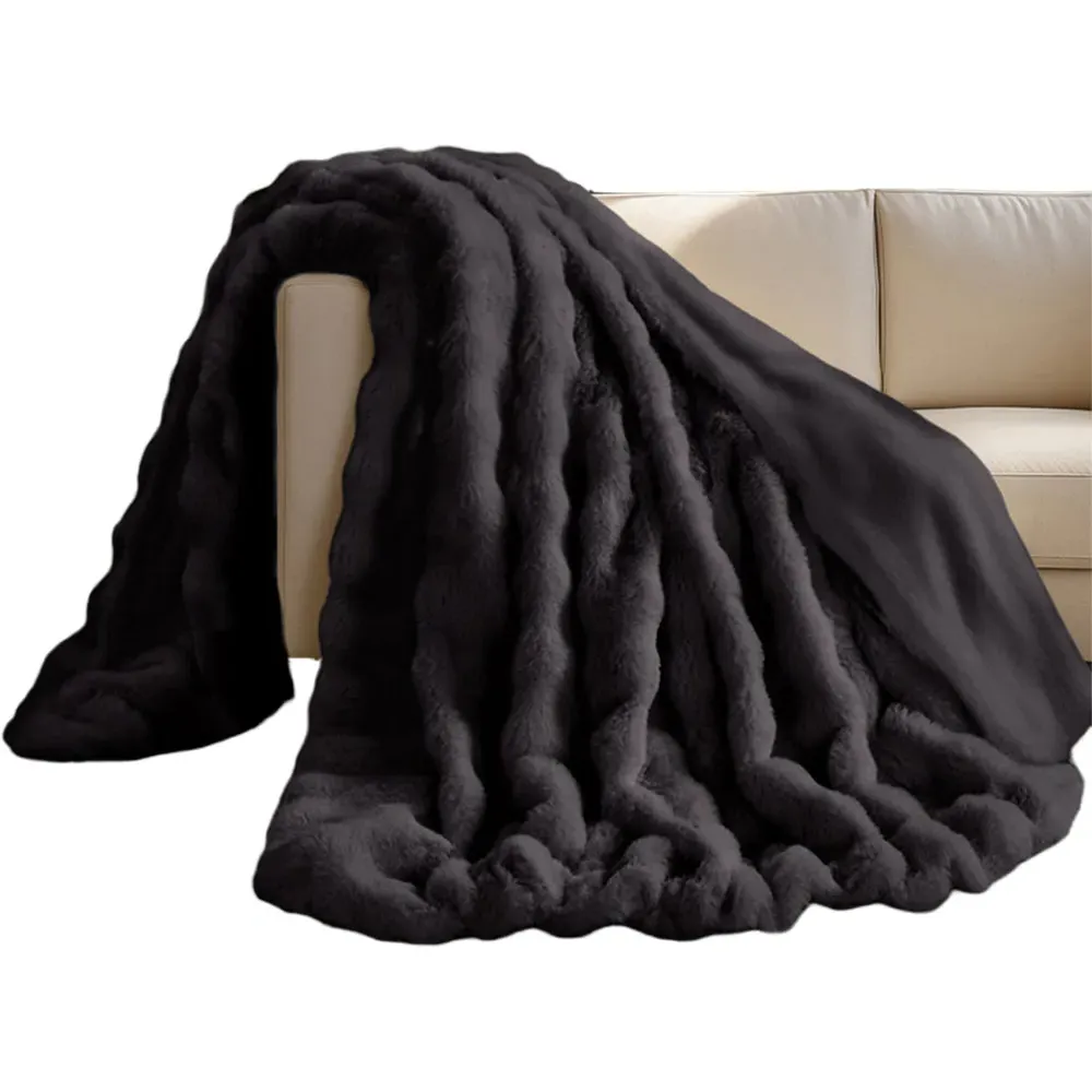 Alpine Throw 150 x 200cm - Charcoal, Faux Fur image