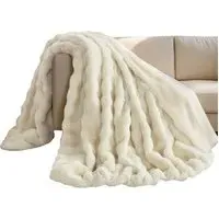 Alpine Throw 200x240cm - Beige, Faux Fur