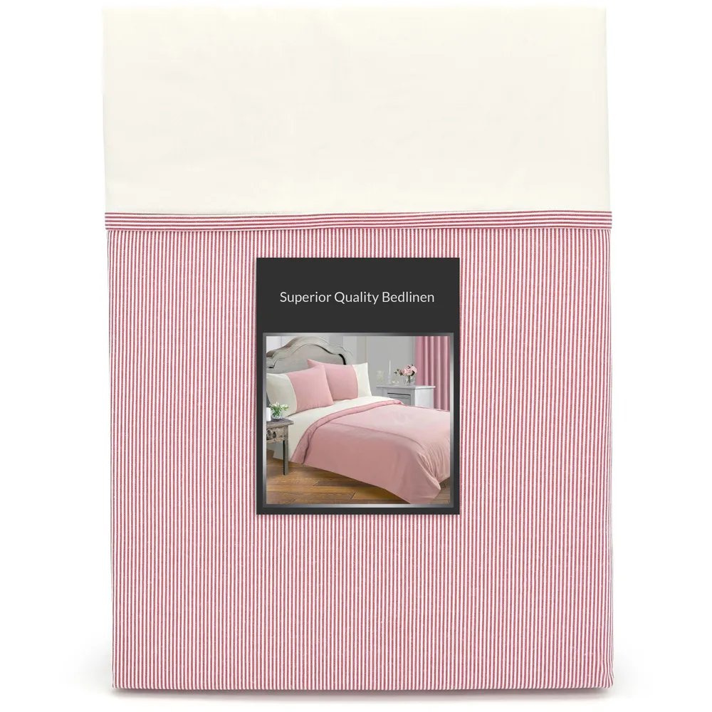 Lincoln King Size Duvet Set - Red Stripes