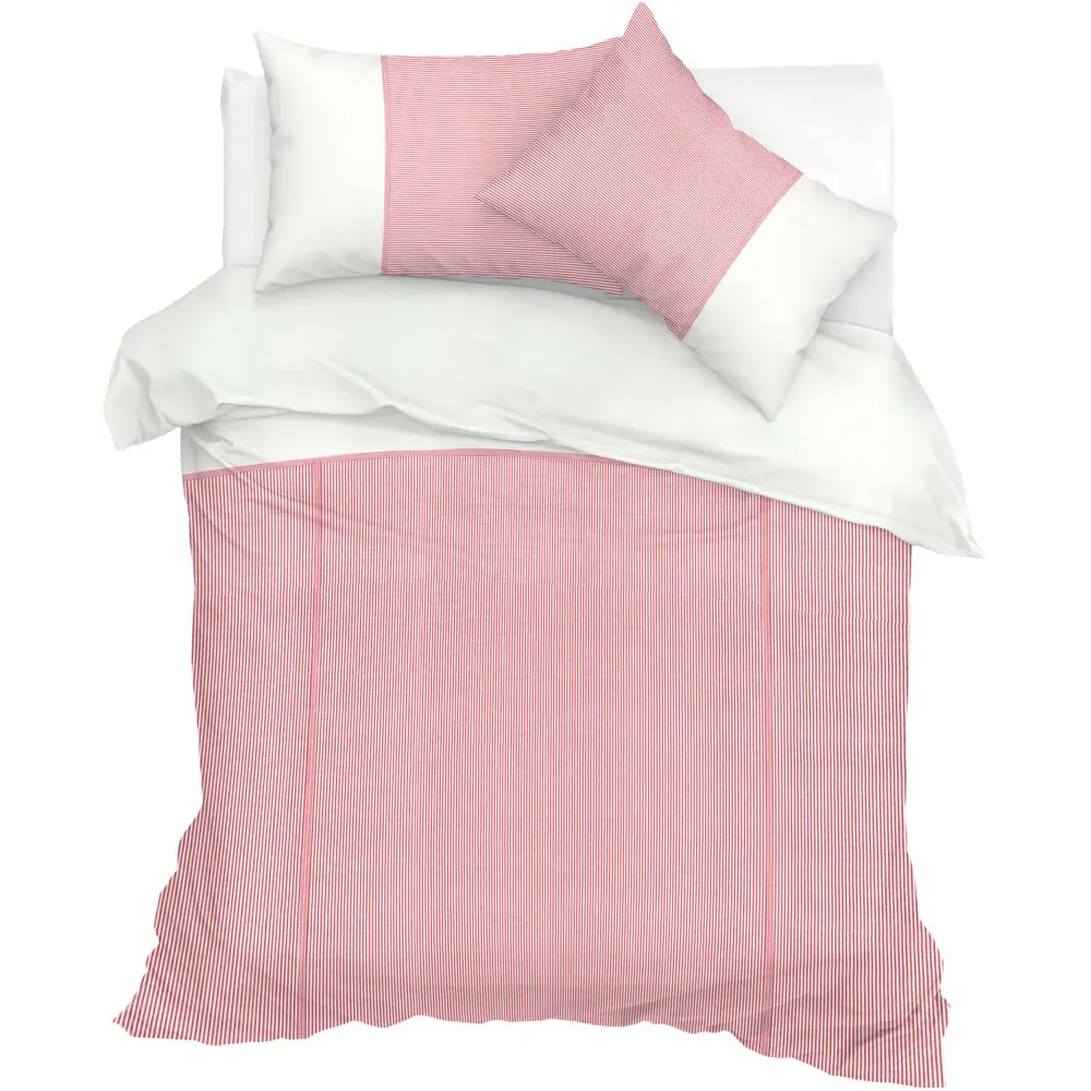 Lincoln Single Striped Duvet Set - Red