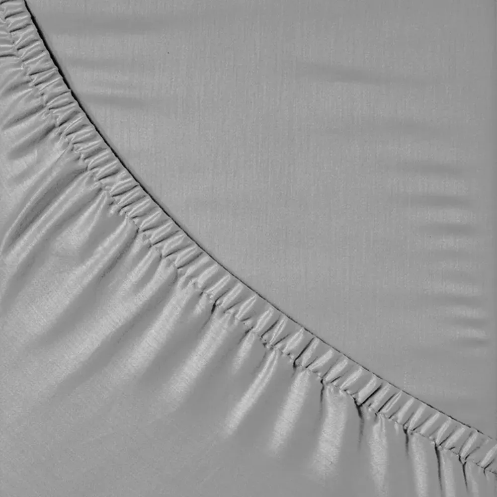 Percale Double Fitted Sheet - Grey, Cotton