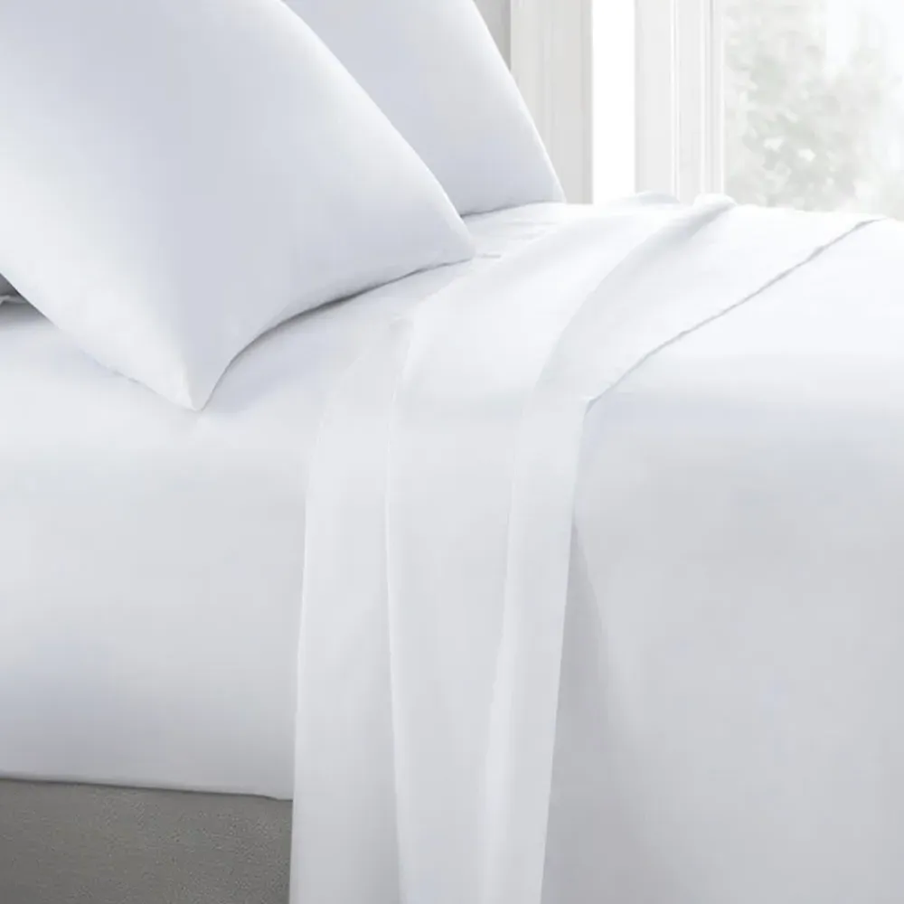 Percale Double Flat Sheet - White, Cotton