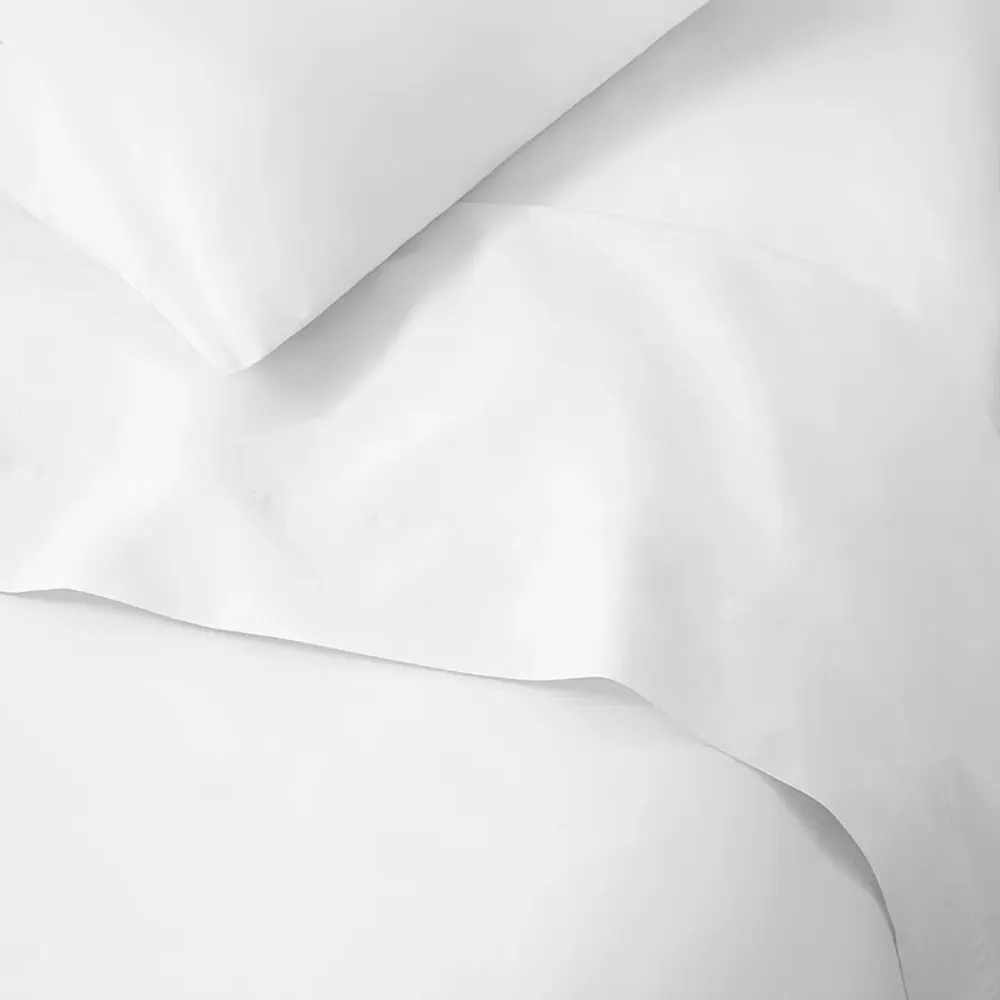 Percale King Size Flat Sheet - White, Cotton